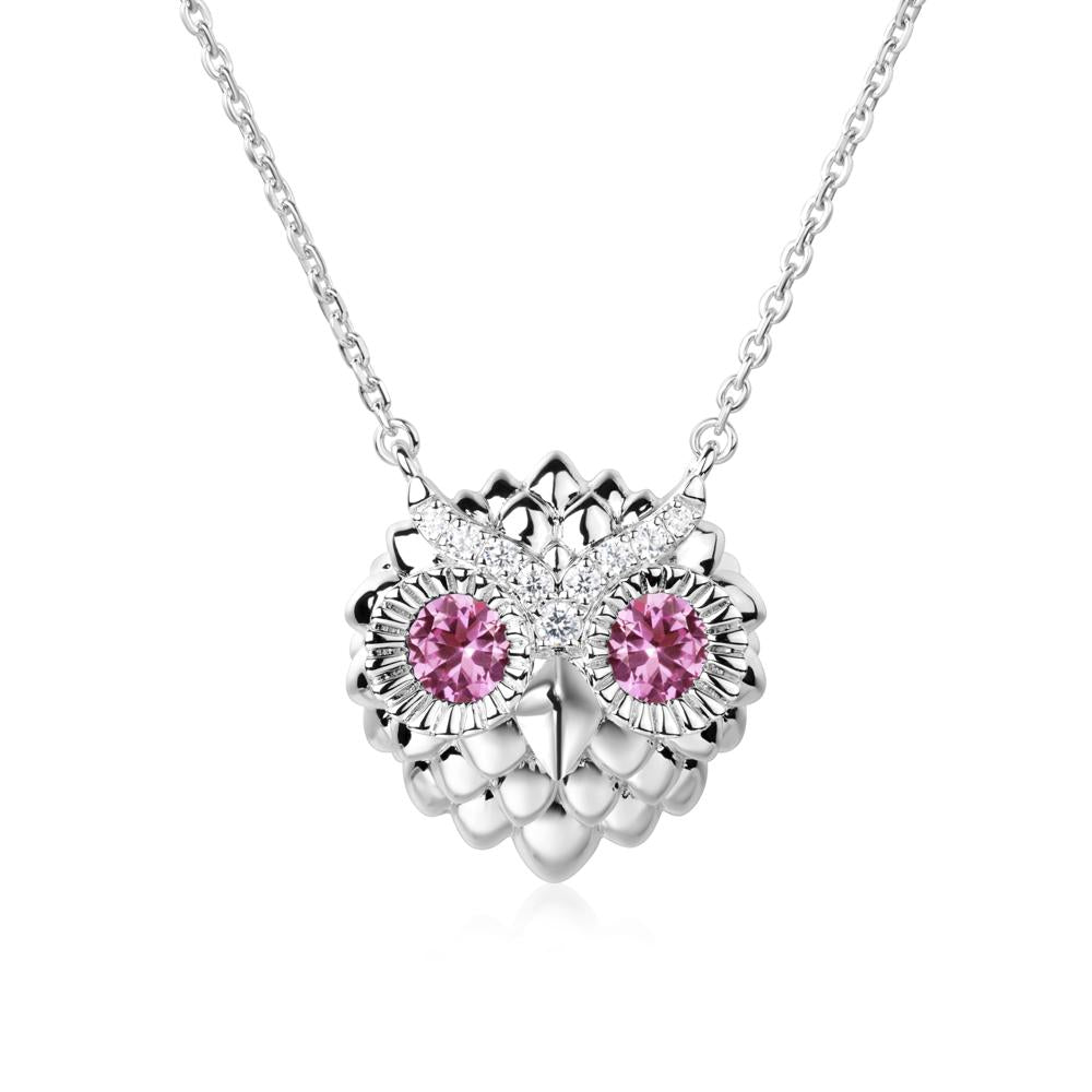Pink Sapphire Owl Necklace - LUO Jewelry #metal_sterling silver