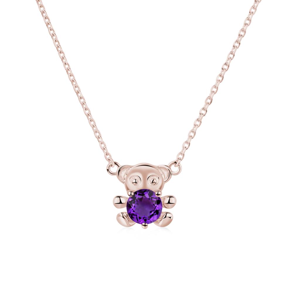 Amethyst Teddy Bear Necklace - LUO Jewelry #metal_14k rose gold