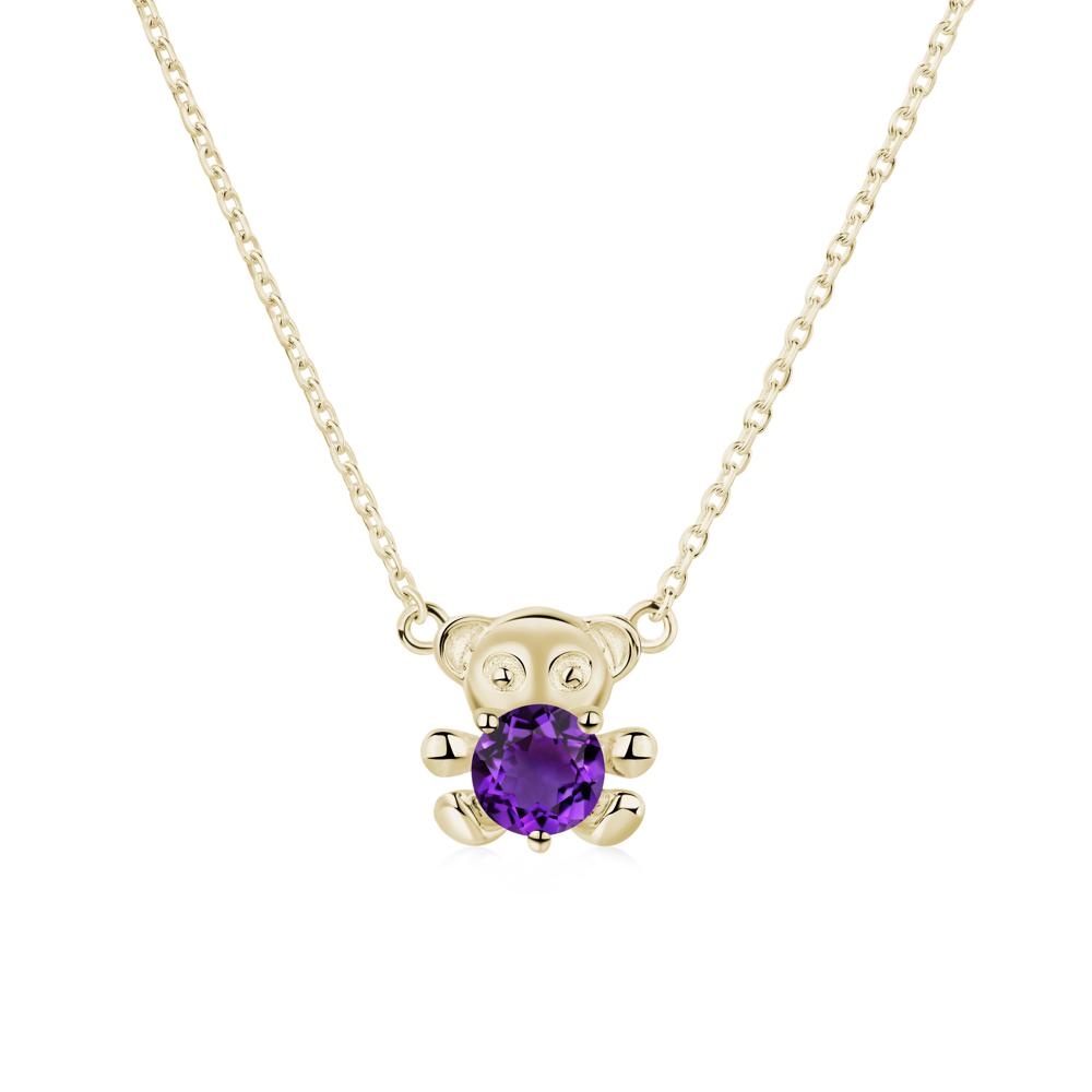 Amethyst Teddy Bear Necklace - LUO Jewelry #metal_14k yellow gold