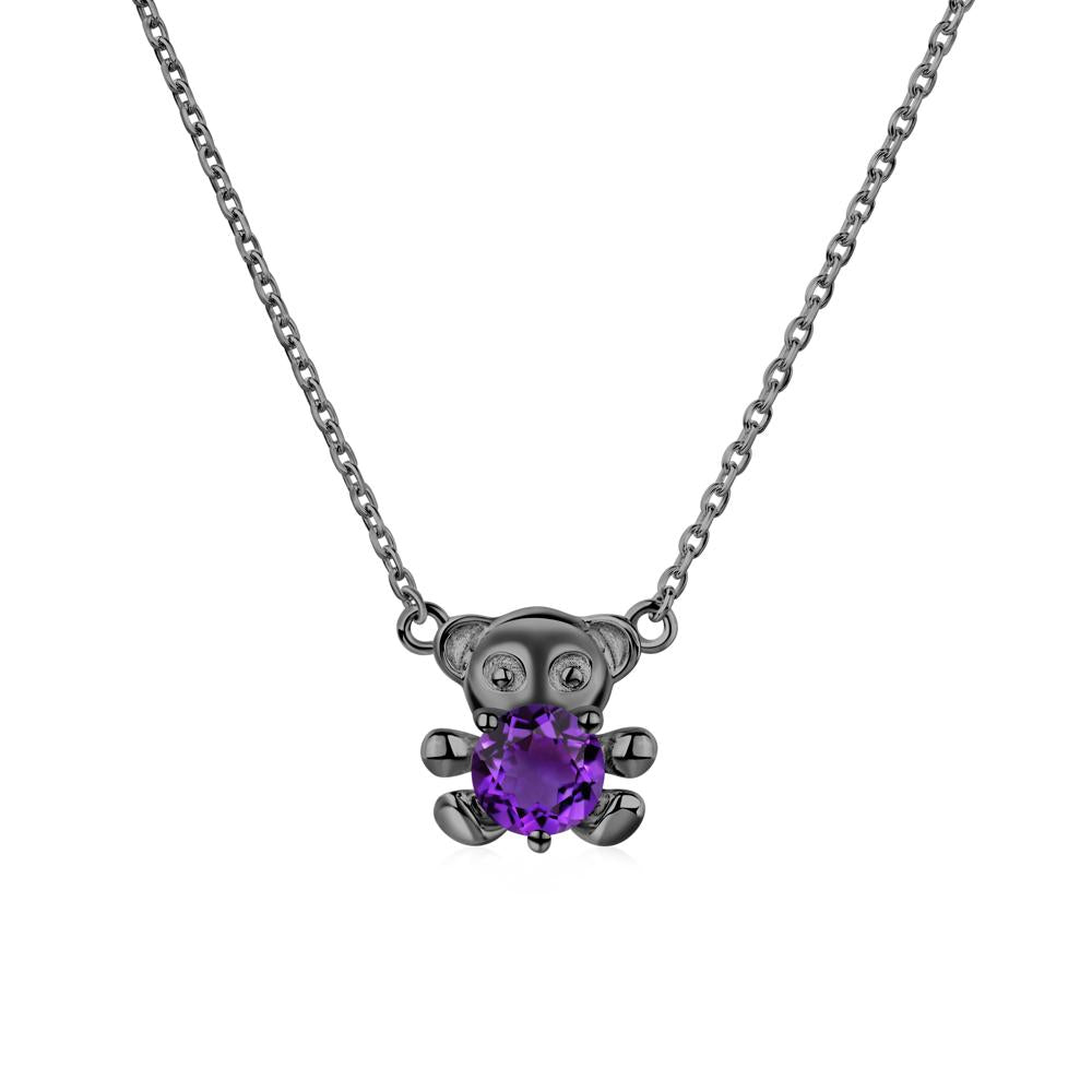 Amethyst Teddy Bear Necklace - LUO Jewelry #metal_black finish sterling silver