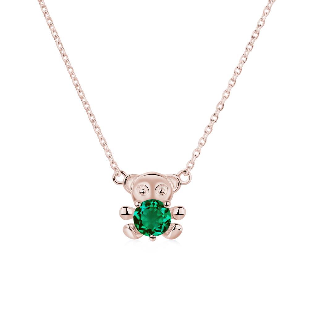 Emerald Teddy Bear Necklace - LUO Jewelry #metal_14k rose gold