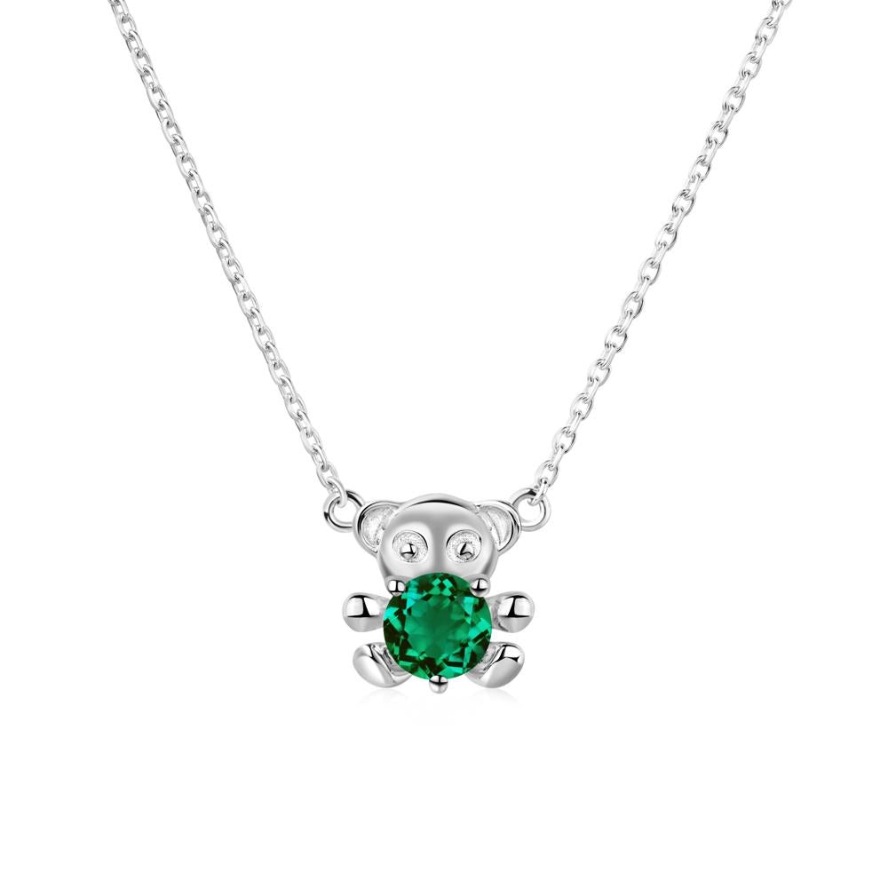 Emerald Teddy Bear Necklace - LUO Jewelry #metal_14k white gold