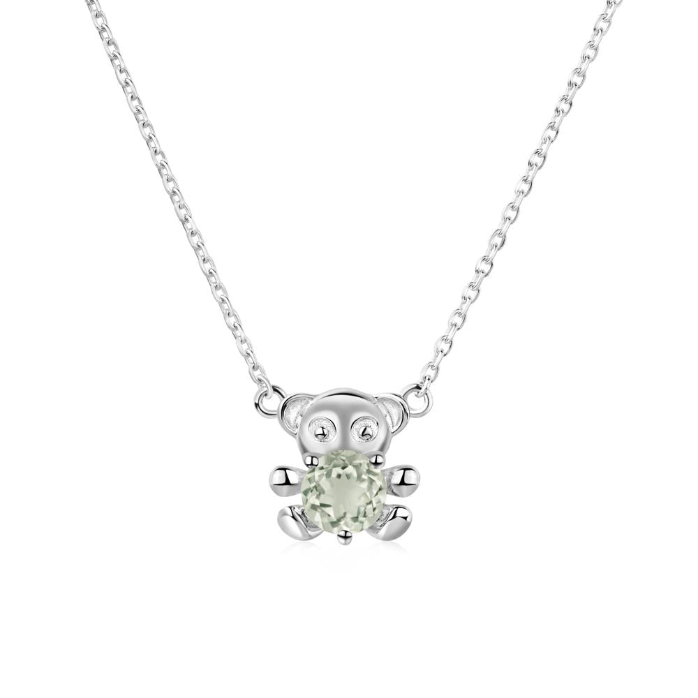 Green Amethyst Teddy Bear Necklace - LUO Jewelry #metal_18k white gold