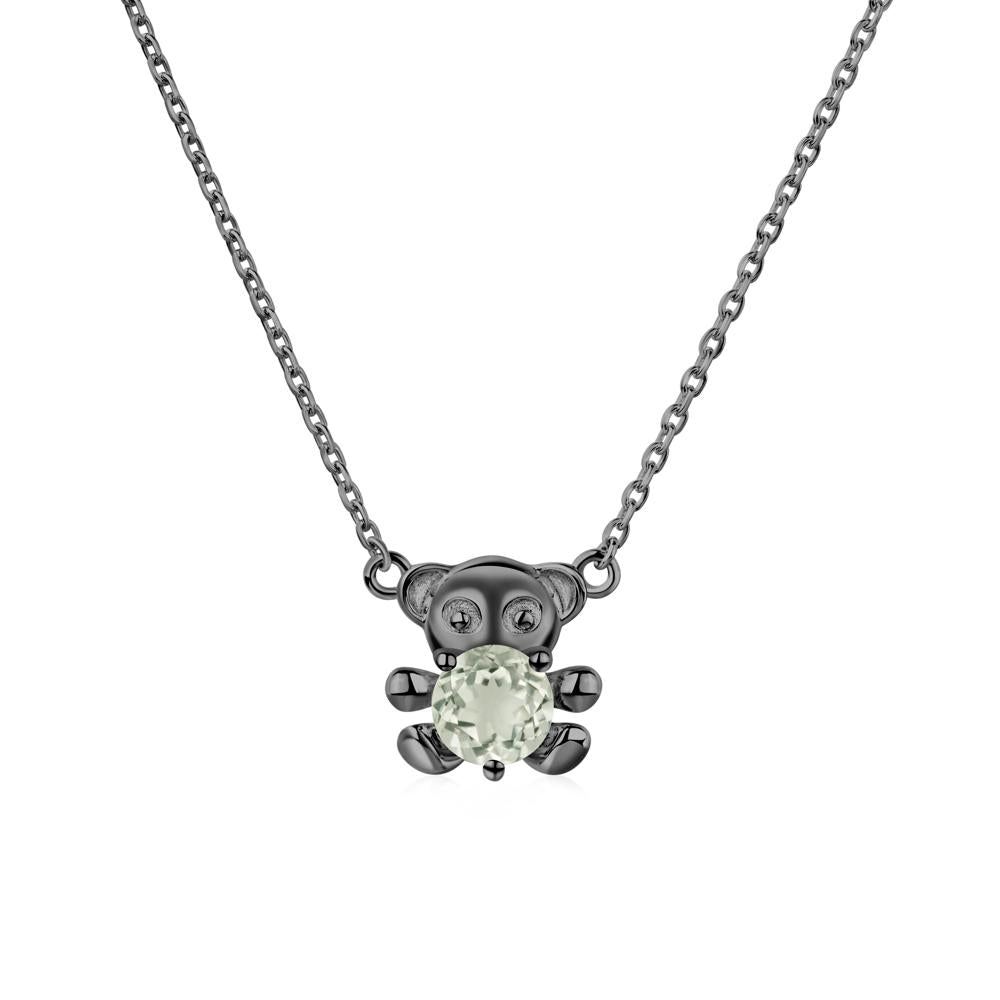 Green Amethyst Teddy Bear Necklace - LUO Jewelry #metal_black finish sterling silver