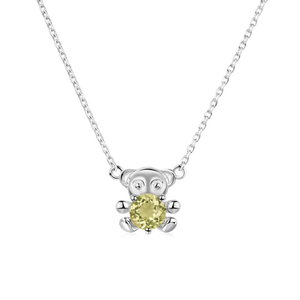 Lemon Quartz Teddy Bear Necklace - LUO Jewelry #metal_18k white gold