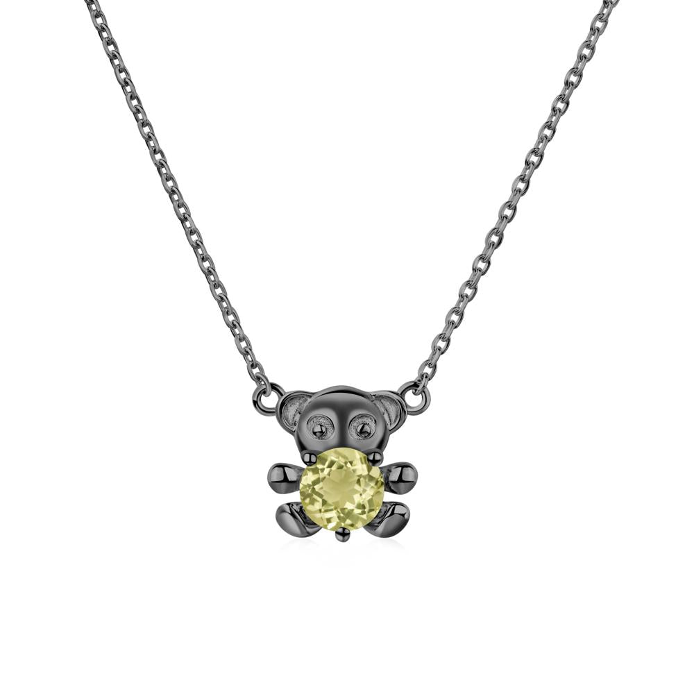 Lemon Quartz Teddy Bear Necklace - LUO Jewelry #metal_black finish sterling silver