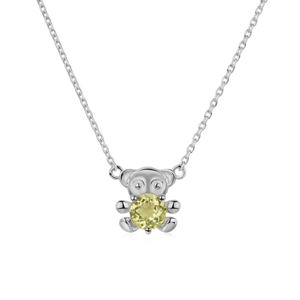 Lemon Quartz Teddy Bear Necklace - LUO Jewelry #metal_platinum