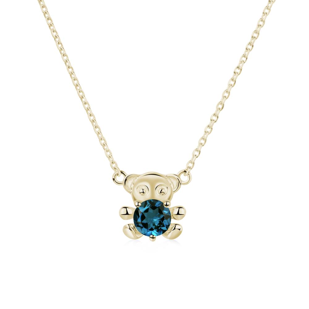 London Blue Topaz Bear Necklace - LUO Jewelry #metal_14k yellow gold