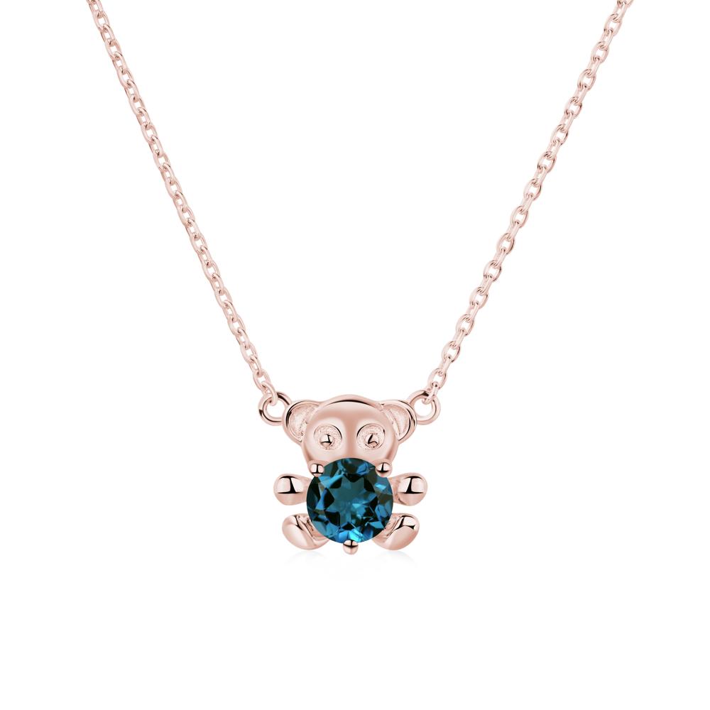 London Blue Topaz Bear Necklace - LUO Jewelry #metal_18k rose gold