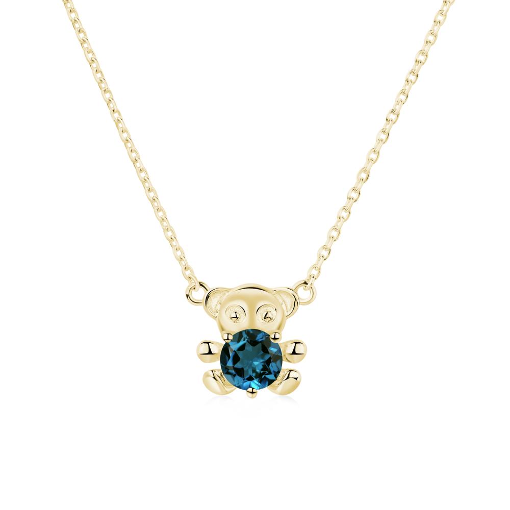London Blue Topaz Bear Necklace - LUO Jewelry #metal_18k yellow gold