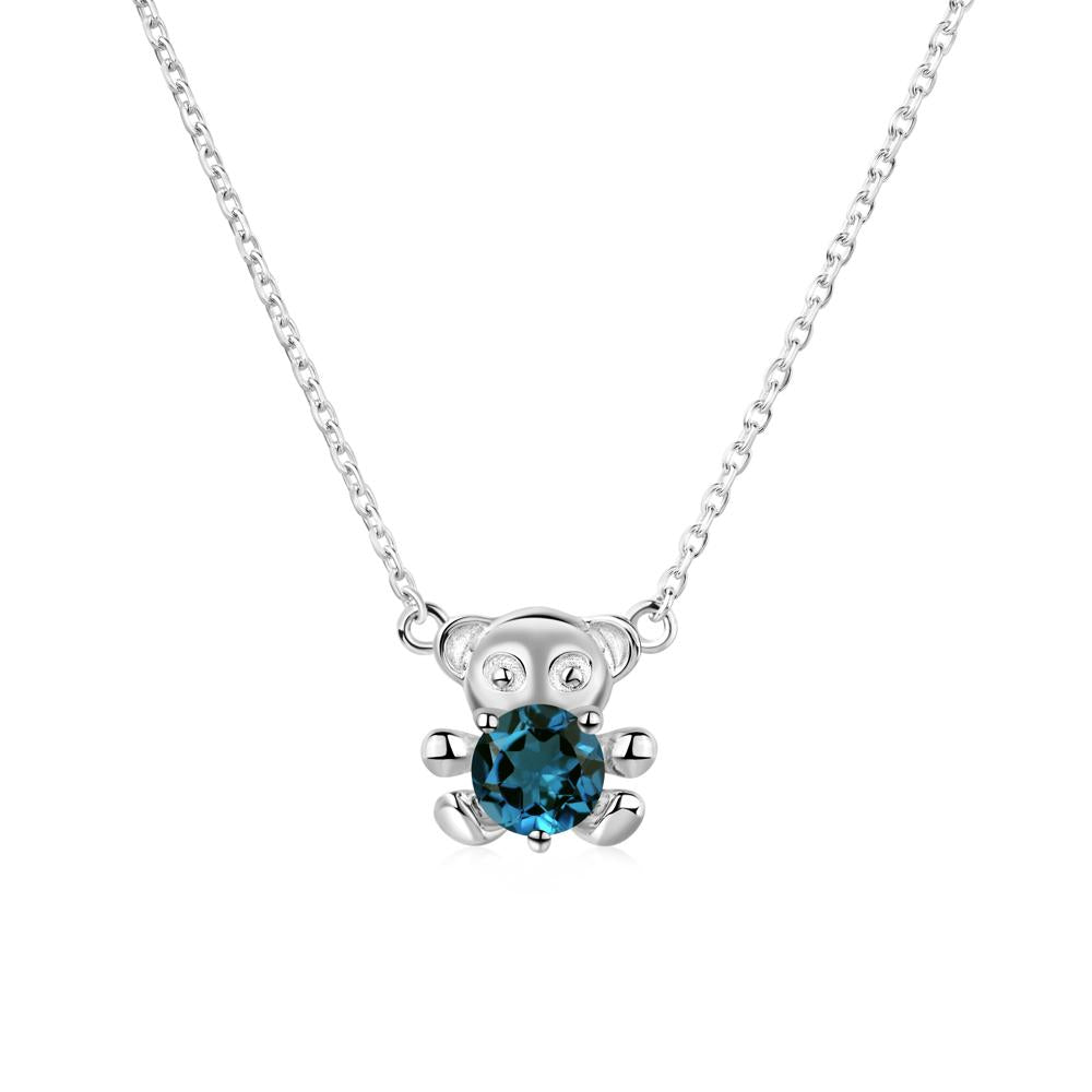 London Blue Topaz Bear Necklace - LUO Jewelry #metal_sterling silver
