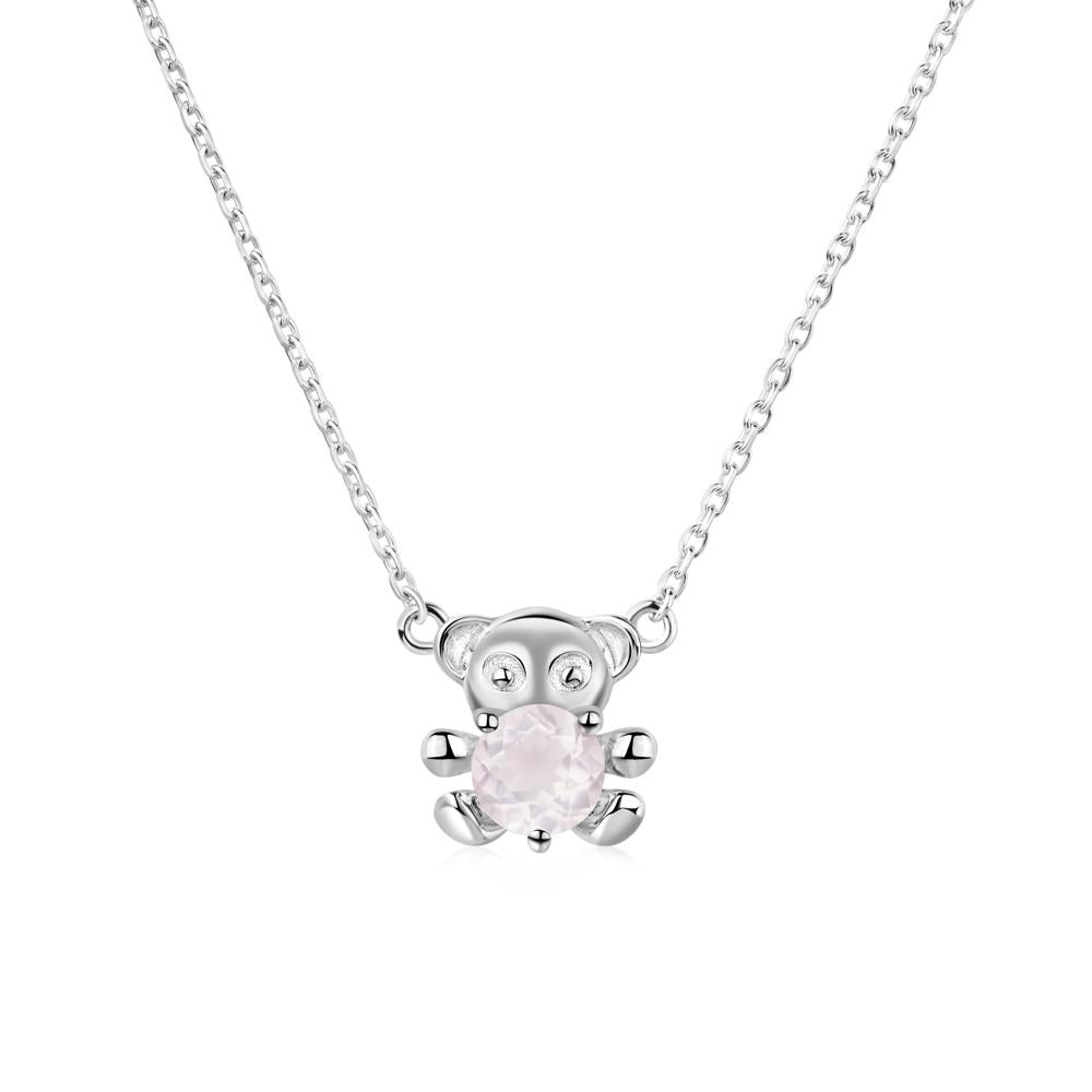 Rose Quartz Teddy Bear Necklace - LUO Jewelry #metal_sterling silver