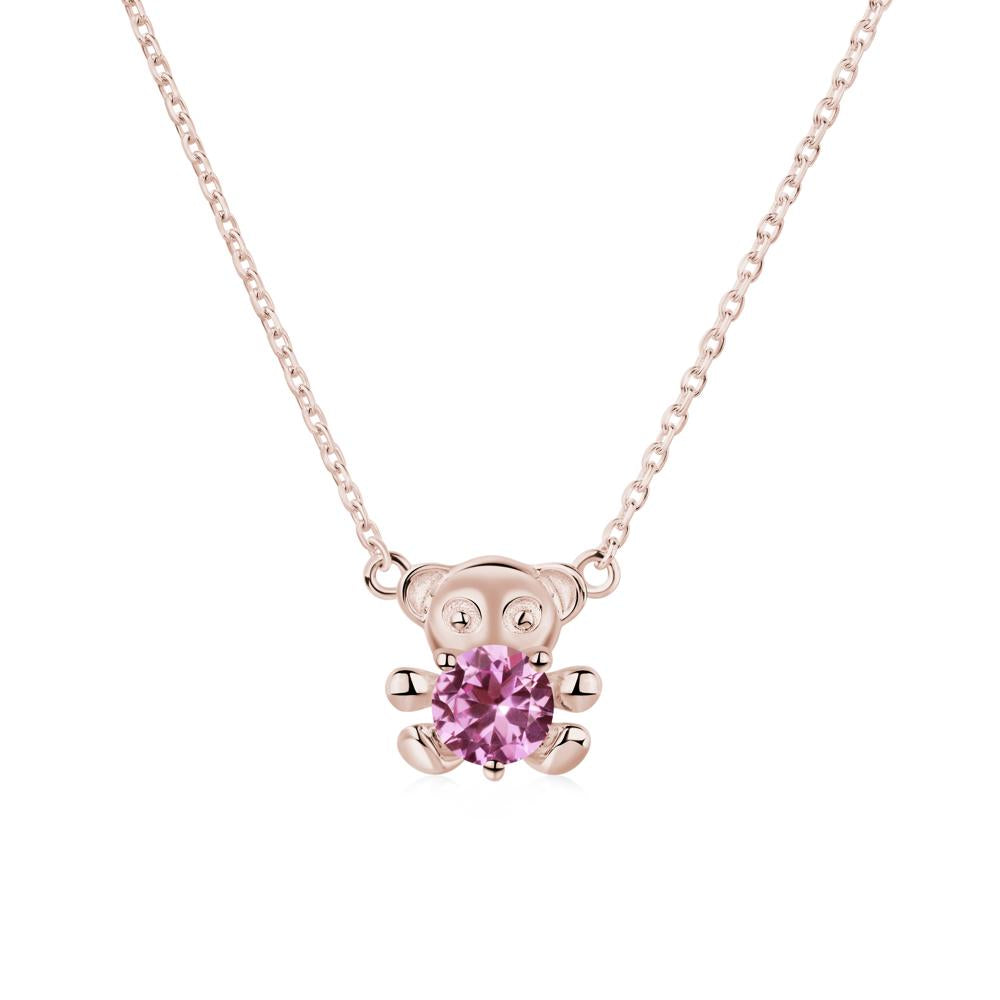 Pink Sapphire Bear Necklace - LUO Jewelry #metal_14k rose gold