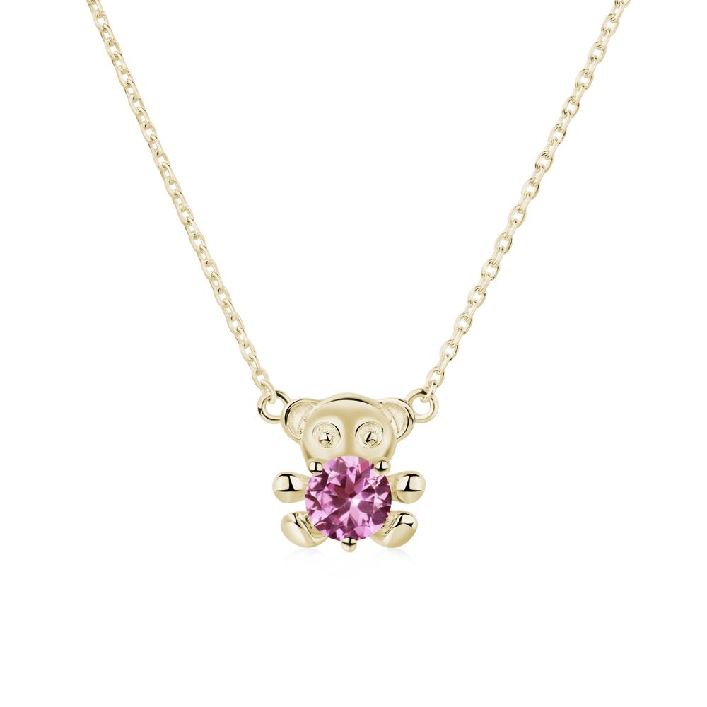 Pink Sapphire Bear Necklace - LUO Jewelry #metal_14k yellow gold