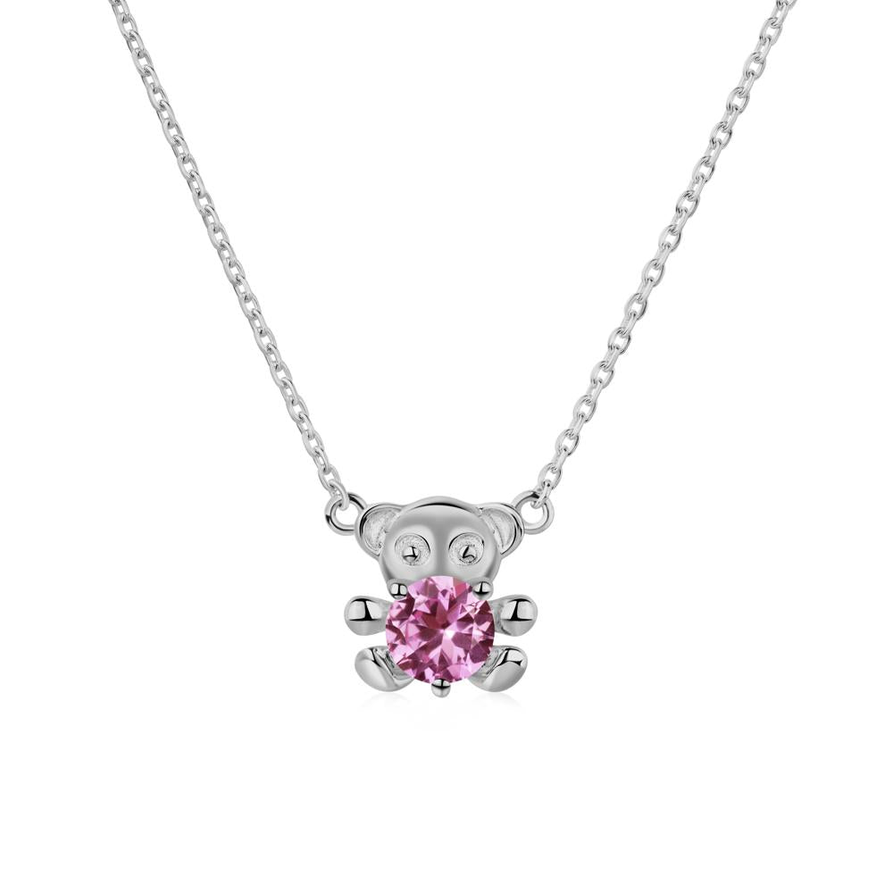 Pink Sapphire Bear Necklace - LUO Jewelry #metal_platinum
