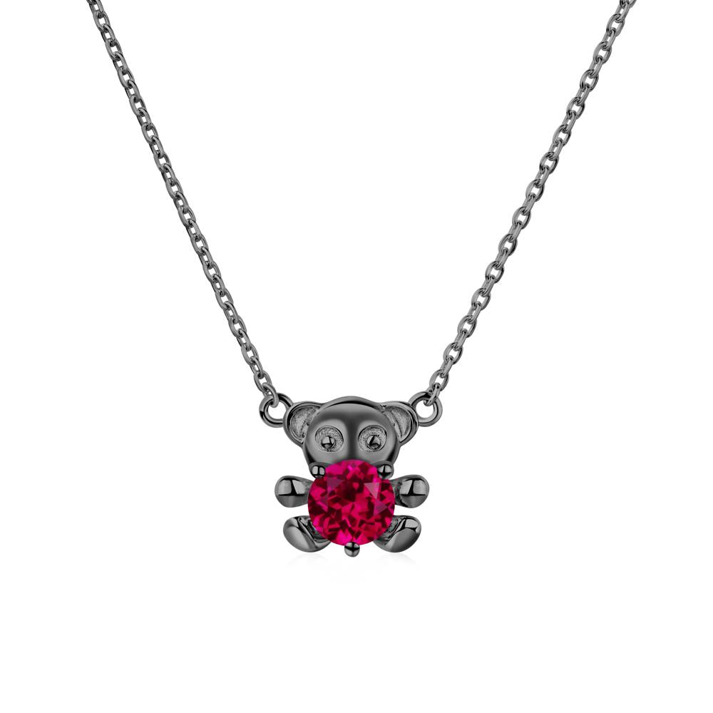 Ruby Teddy Bear Necklace - LUO Jewelry #metal_black finish sterling silver