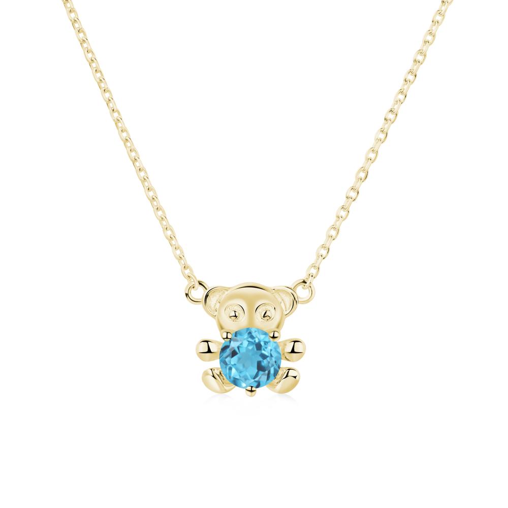 Swiss Blue Topaz Bear Necklace - LUO Jewelry #metal_18k yellow gold