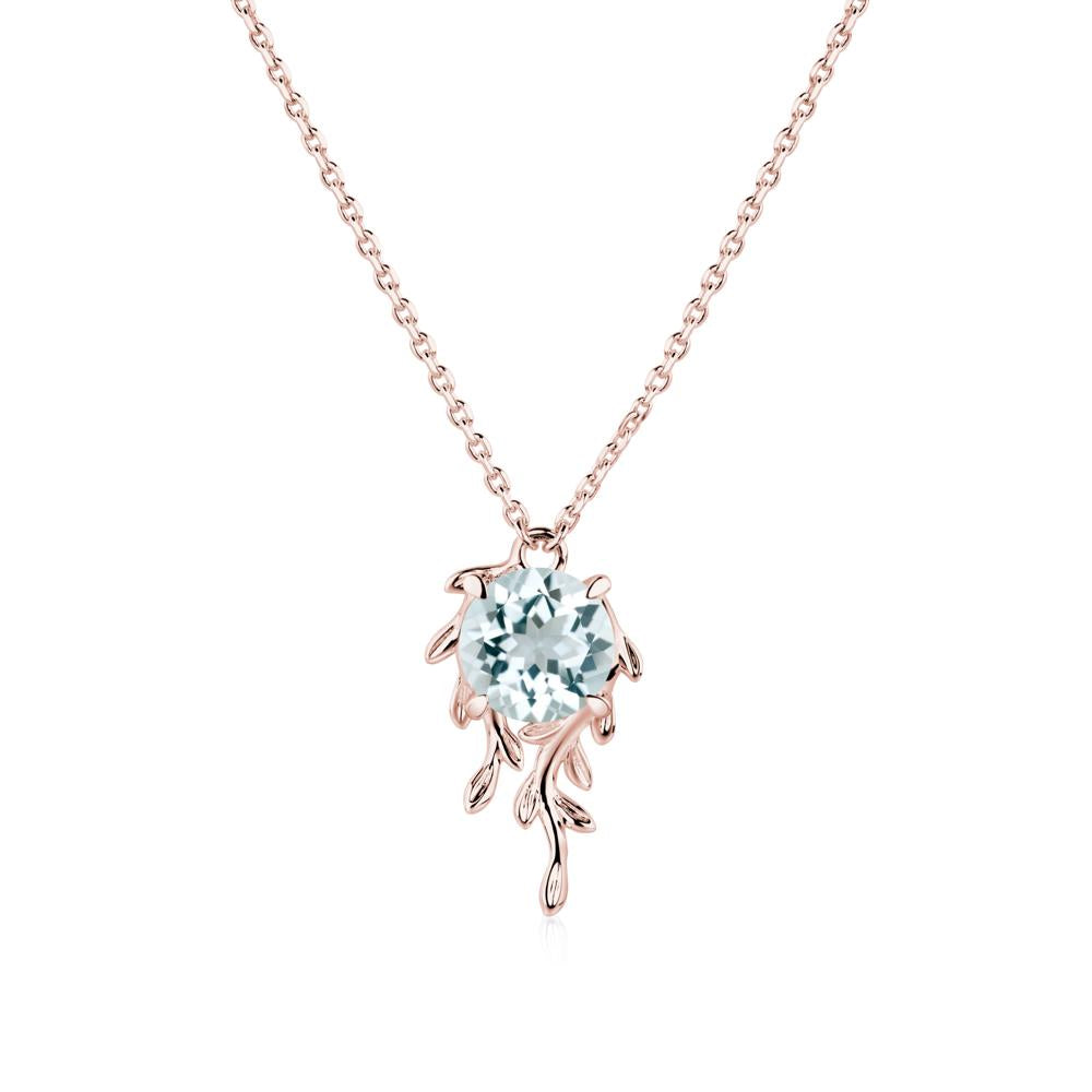 Round Cut Aquamarine Necklace - LUO Jewelry #metal_18k rose gold