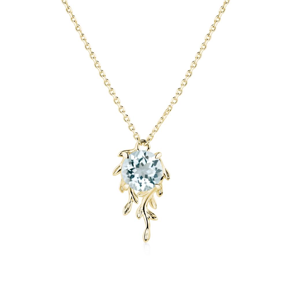 Round Cut Aquamarine Necklace - LUO Jewelry #metal_18k yellow gold
