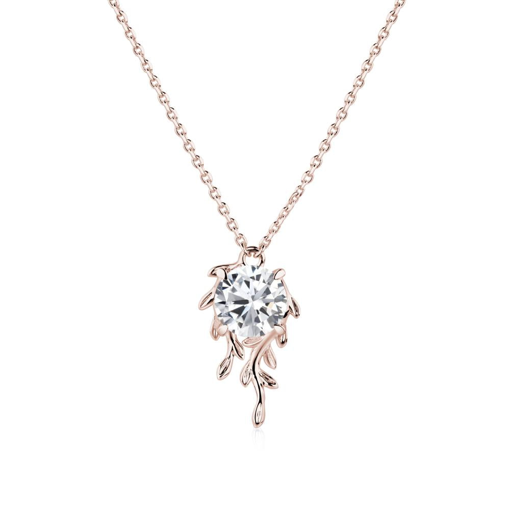 Round Cut Cubic Zirconia Necklace - LUO Jewelry #metal_14k rose gold