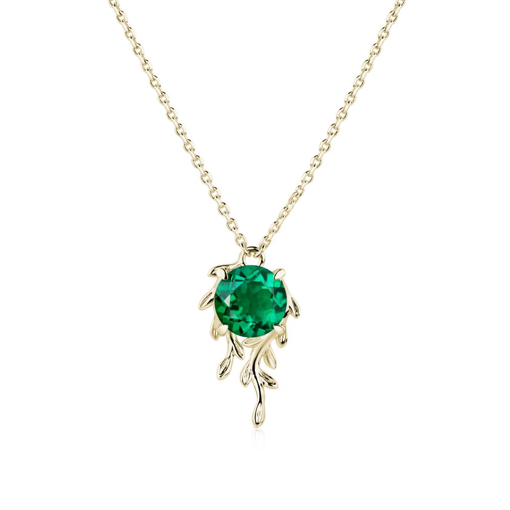 Round Cut Emerald Necklace - LUO Jewelry #metal_14k yellow gold