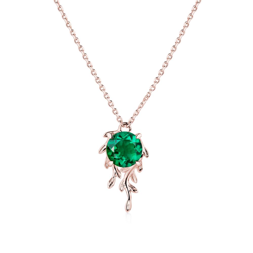Round Cut Emerald Necklace - LUO Jewelry #metal_18k rose gold