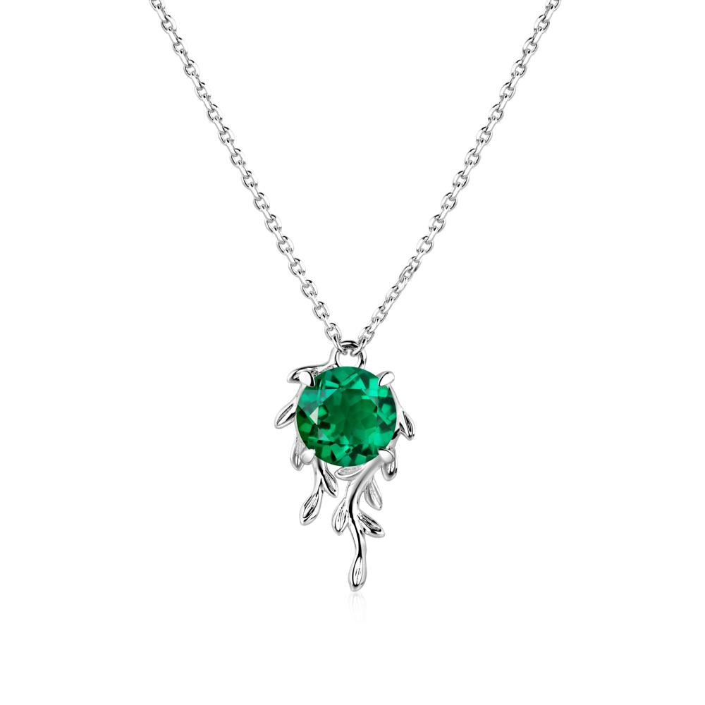 Round Cut Emerald Necklace - LUO Jewelry #metal_sterling silver