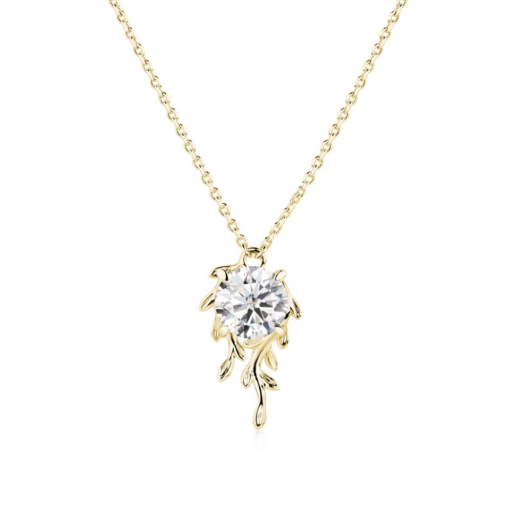 Round Cut Moissanite Necklace - LUO Jewelry #metal_18k yellow gold