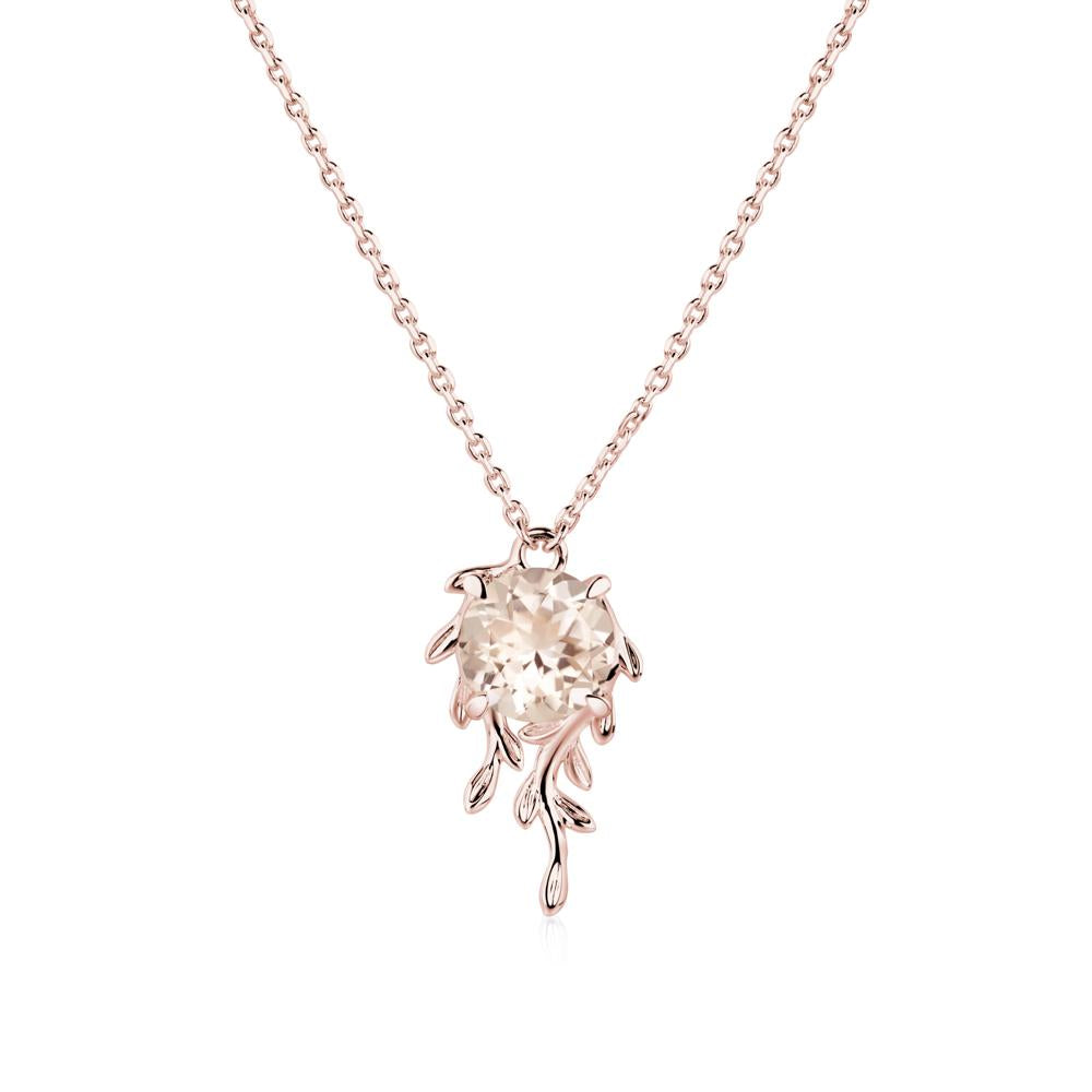 Round Cut Morganite Necklace - LUO Jewelry #metal_18k rose gold