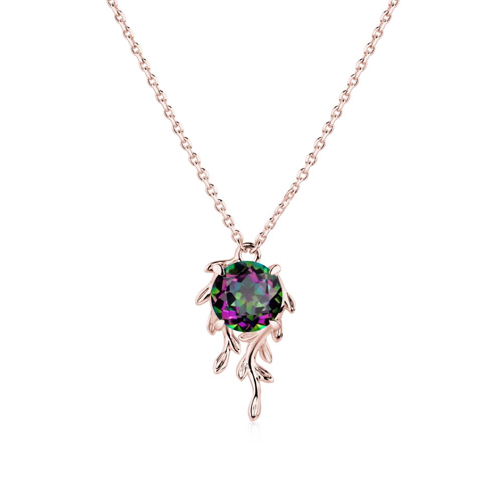 Round Cut Mystic Topaz Necklace - LUO Jewelry #metal_18k rose gold