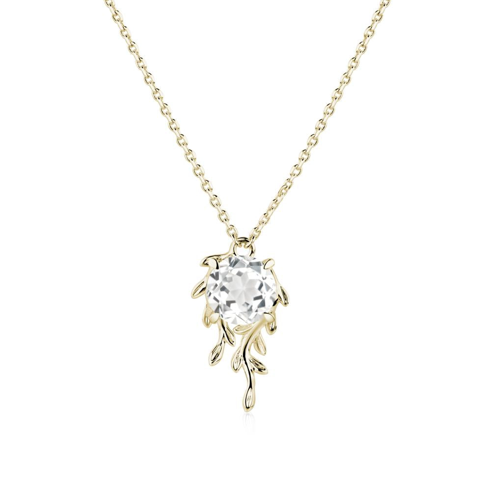 Round Cut White Topaz Necklace - LUO Jewelry #metal_14k yellow gold