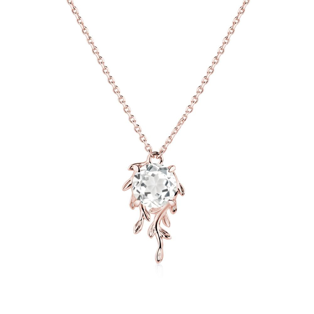 Round Cut White Topaz Necklace - LUO Jewelry #metal_18k rose gold
