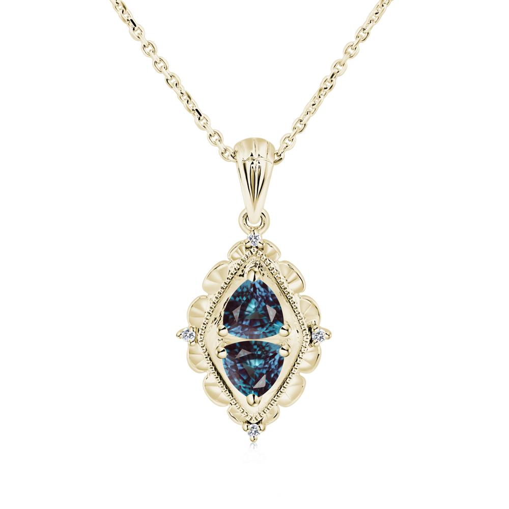 Alexandrite Two Stone Necklace - LUO Jewelry #metal_14k yellow gold