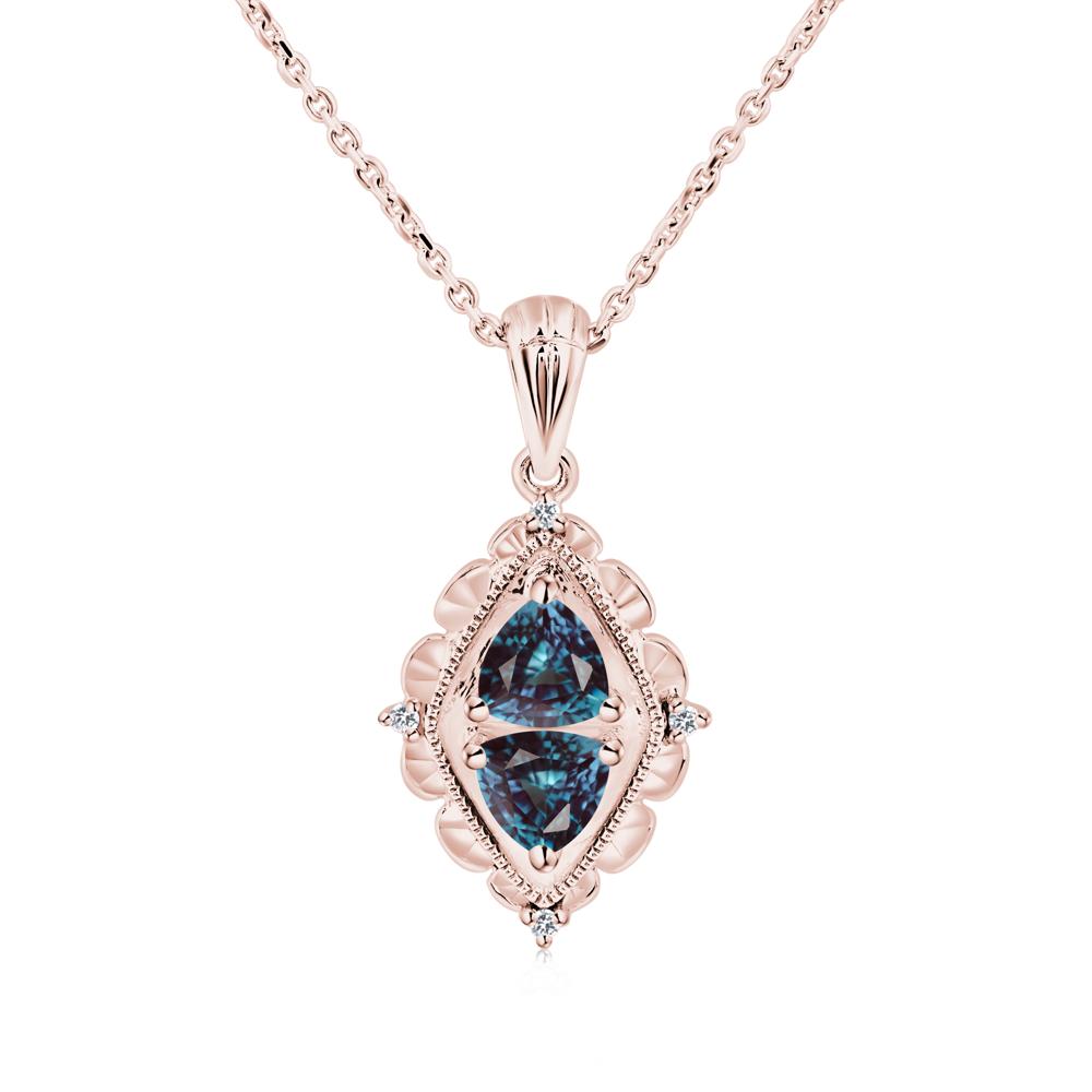 Alexandrite Two Stone Necklace - LUO Jewelry #metal_18k rose gold