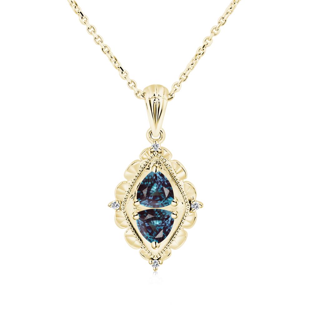 Alexandrite Two Stone Necklace - LUO Jewelry #metal_18k yellow gold