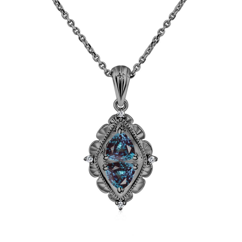 Alexandrite Two Stone Necklace - LUO Jewelry #metal_black finish sterling silver