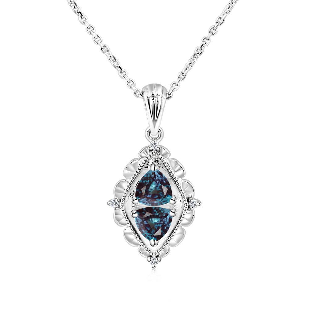 Alexandrite Two Stone Necklace - LUO Jewelry #metal_sterling silver
