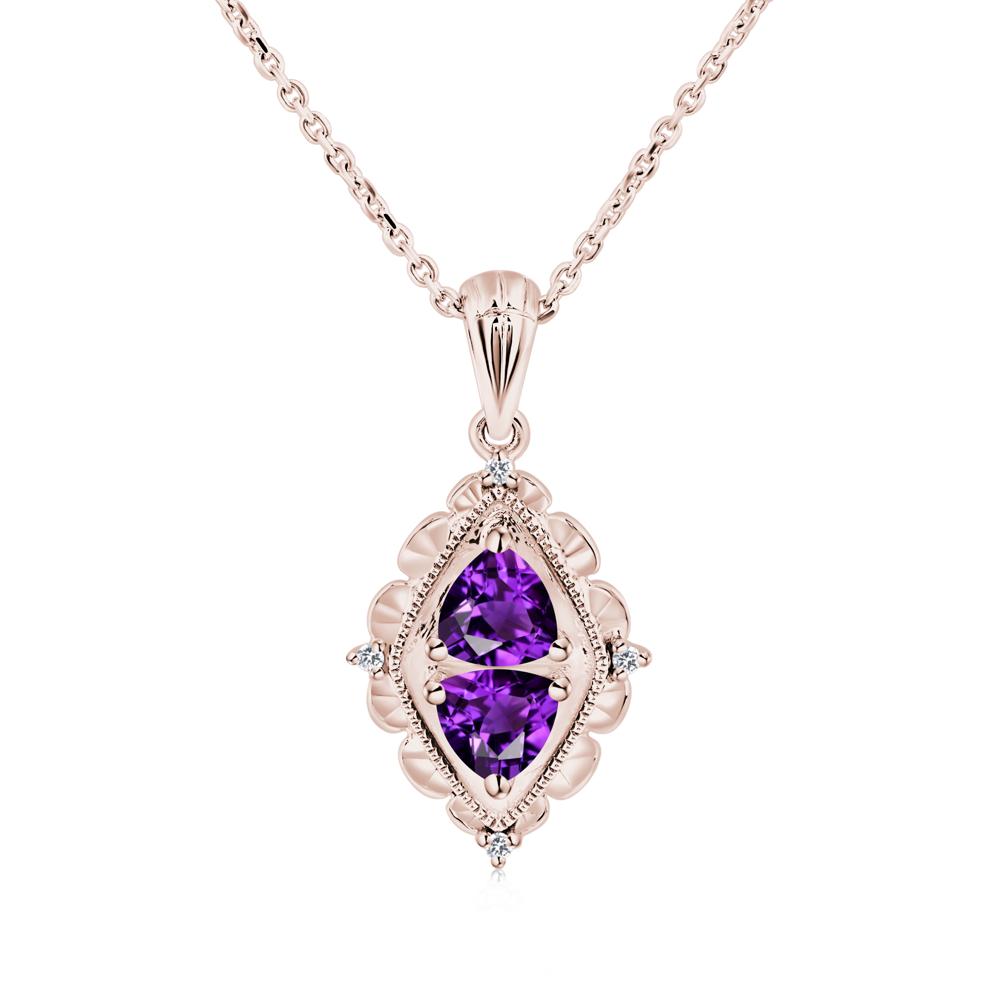 Amethyst Two Stone Necklace - LUO Jewelry #metal_14k rose gold