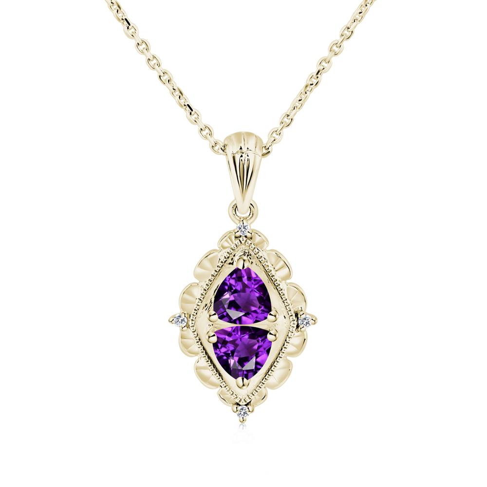 Amethyst Two Stone Necklace - LUO Jewelry #metal_14k yellow gold