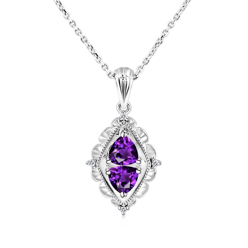 Amethyst Two Stone Necklace - LUO Jewelry #metal_18k white gold