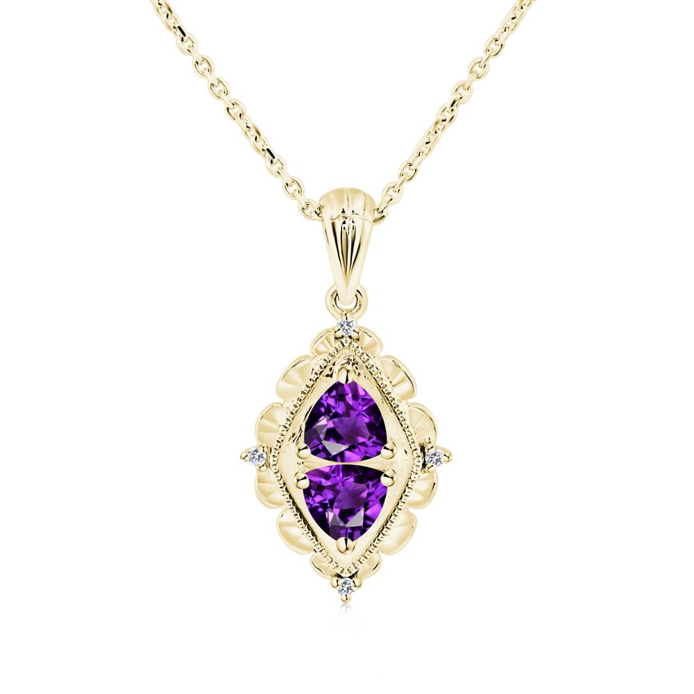Amethyst Two Stone Necklace - LUO Jewelry #metal_18k yellow gold