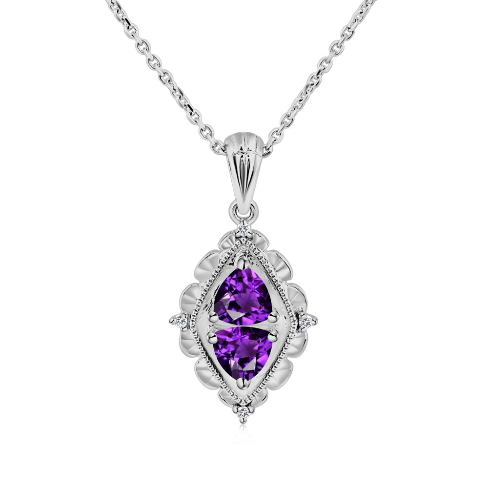 Amethyst Two Stone Necklace - LUO Jewelry #metal_platinum
