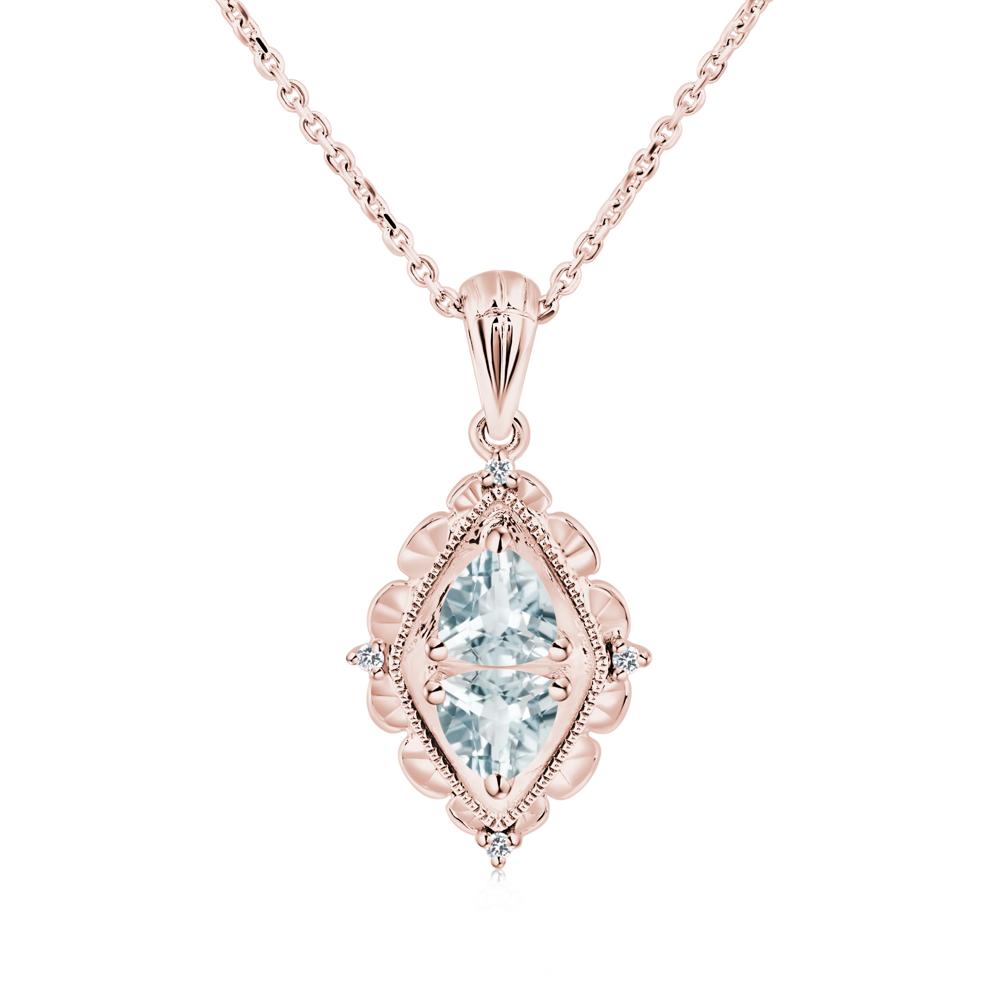 Aquamarine Milgrain Necklace - LUO Jewelry #metal_18k rose gold