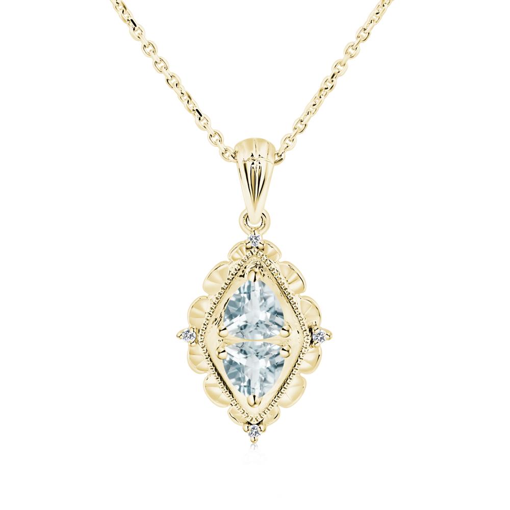 Aquamarine Milgrain Necklace - LUO Jewelry #metal_18k yellow gold