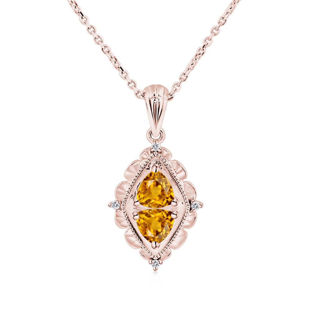 Vintage Two Stone Citrine Necklace - LUO Jewelry #metal_18k rose gold