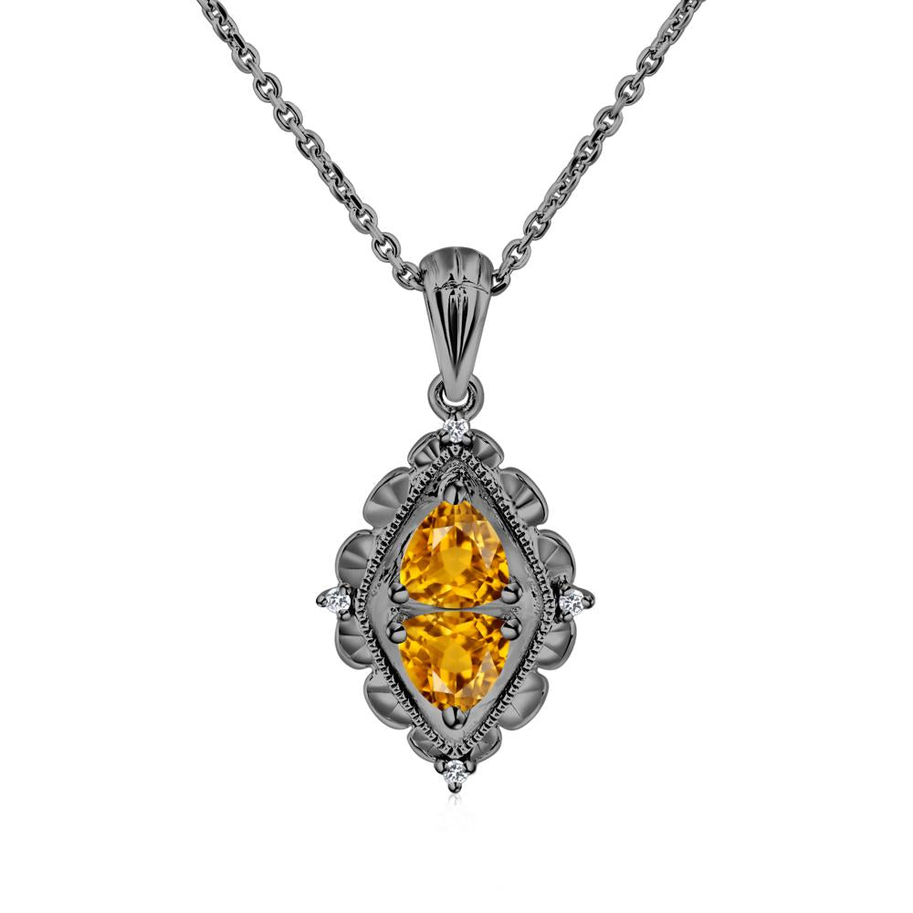 Vintage Two Stone Citrine Necklace - LUO Jewelry #metal_black finish sterling silver