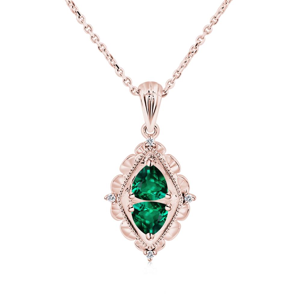 Emerald Milgrain Necklace - LUO Jewelry #metal_18k rose gold