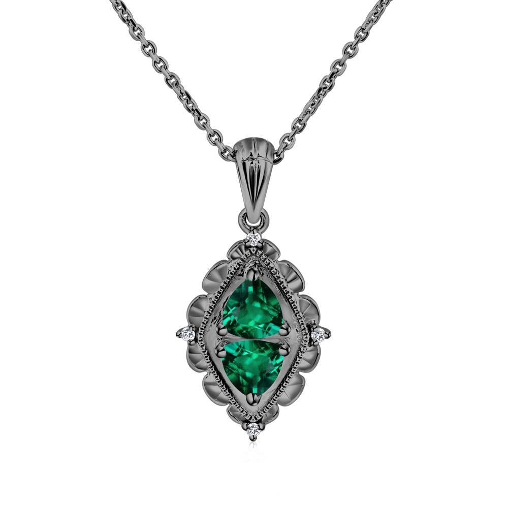 Emerald Milgrain Necklace - LUO Jewelry #metal_black finish sterling silver