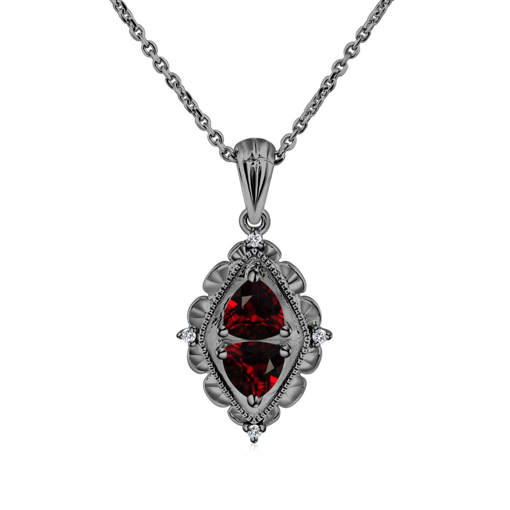 Garnet Milgrain Necklace - LUO Jewelry #metal_black finish sterling silver