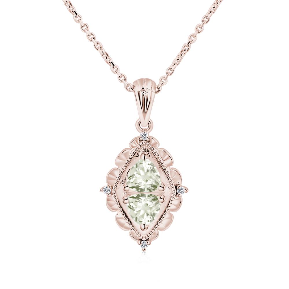 Vintage Two Stone Green Amethyst Necklace - LUO Jewelry #metal_14k rose gold
